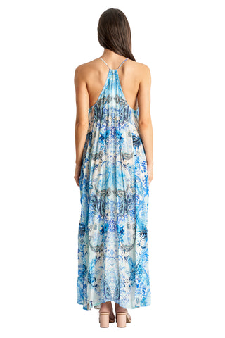 Beaded Luxe Maxi by La Moda - Light Blue Floral