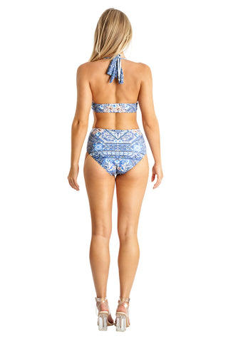 High Waist Swimsuit Set by La Moda - Multi Blue