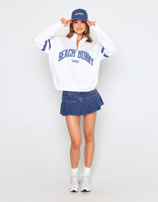 Beach Bunny 3/4 Zip Sweatshirt - Whte