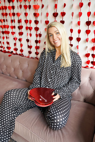 Black Polka Dot - Long Pajama Set by KenzKustomz
