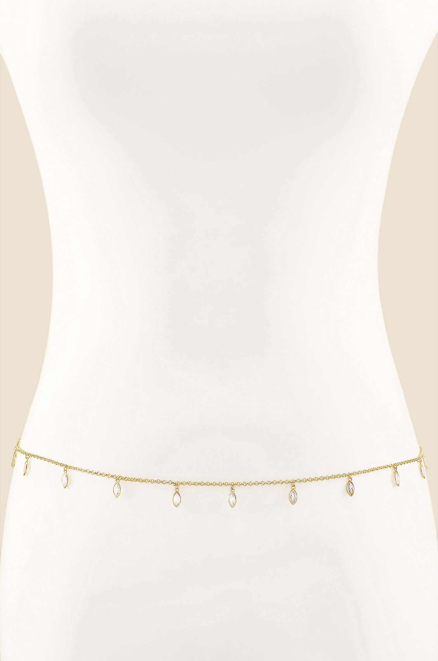 Crystal Droplet Thin Cha Body Chain by Ettika