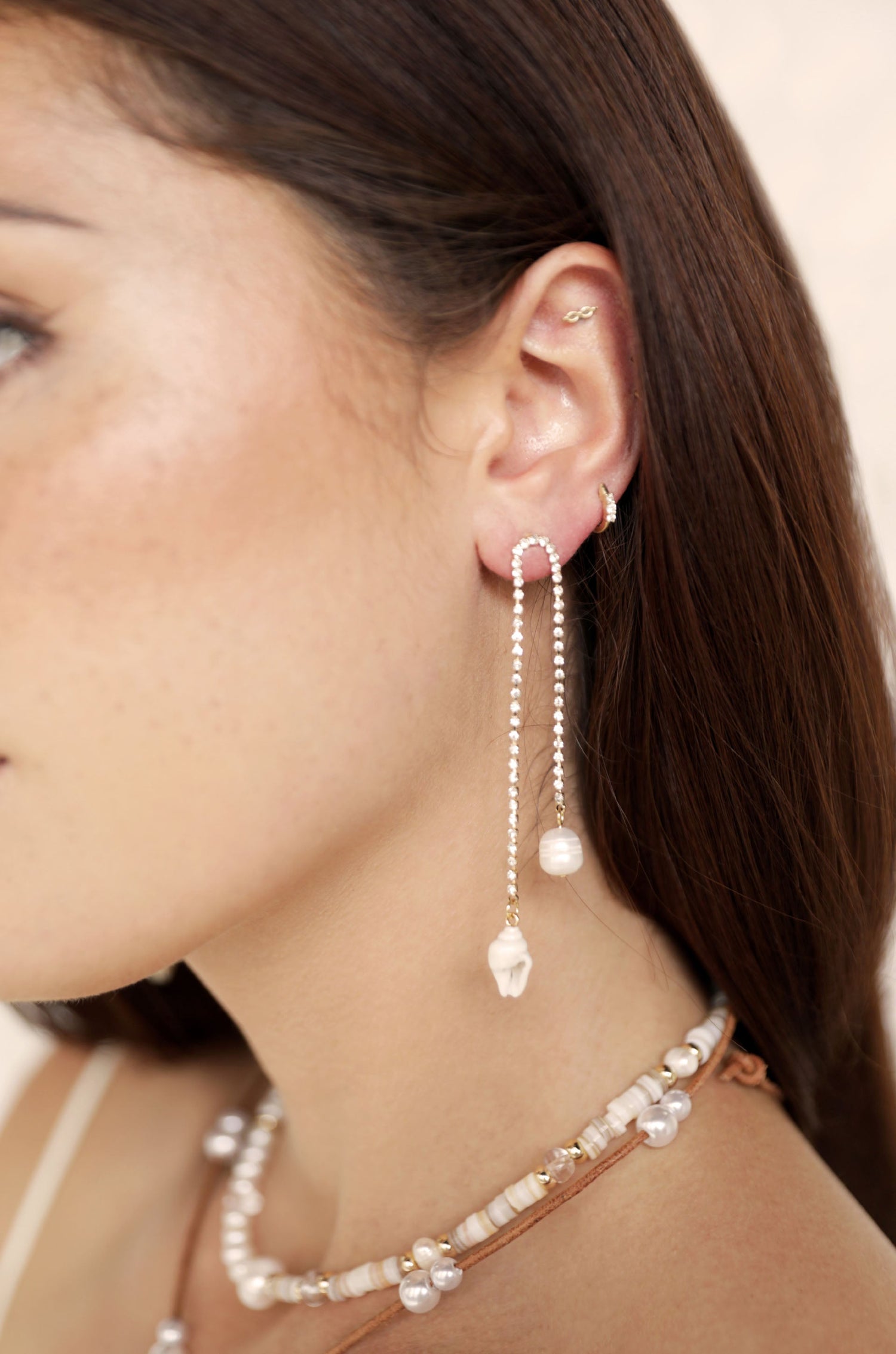 Balanced Shell and Pearl Earrings