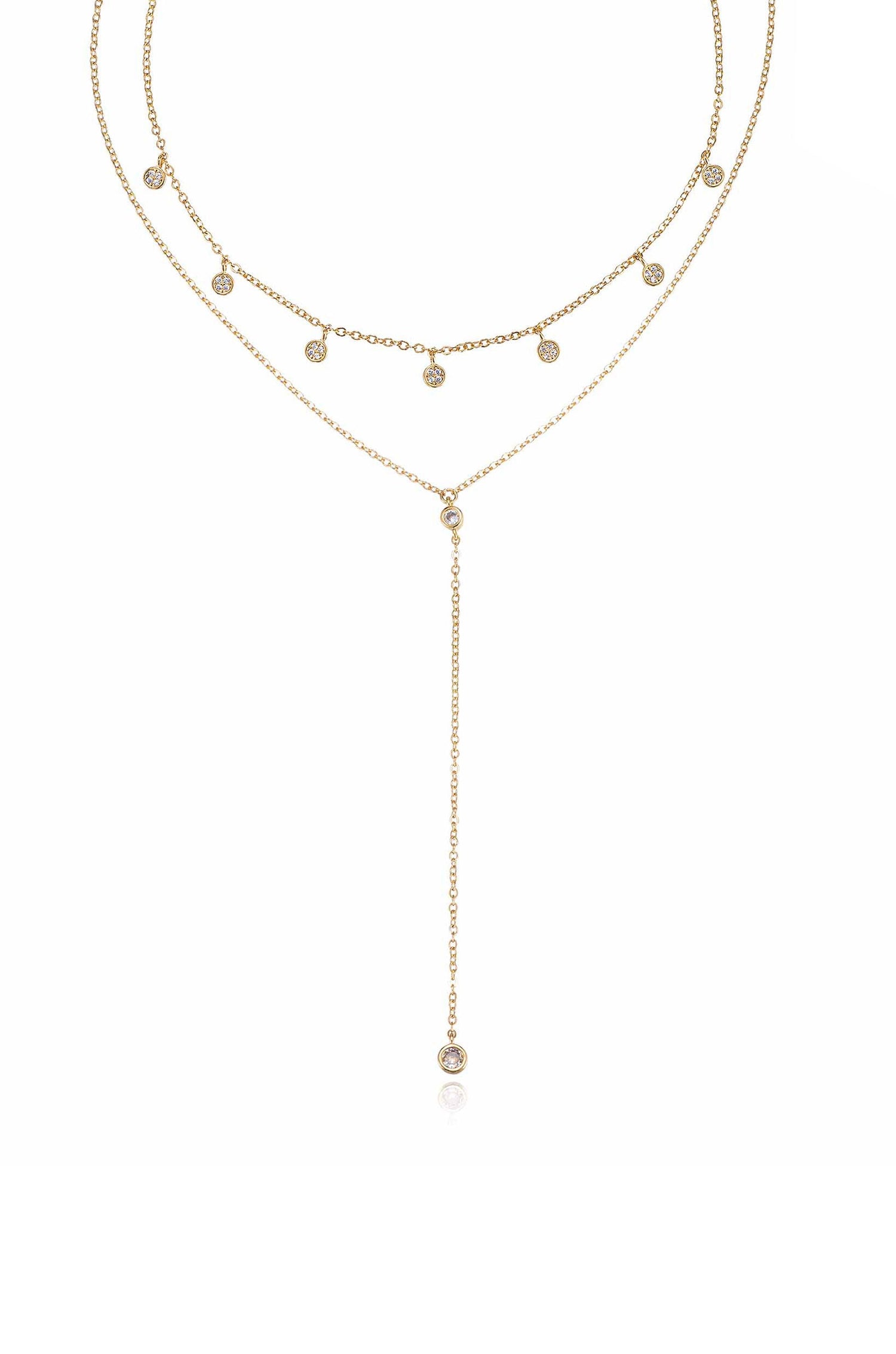 Simplistic Crystal Lariat Necklace Set