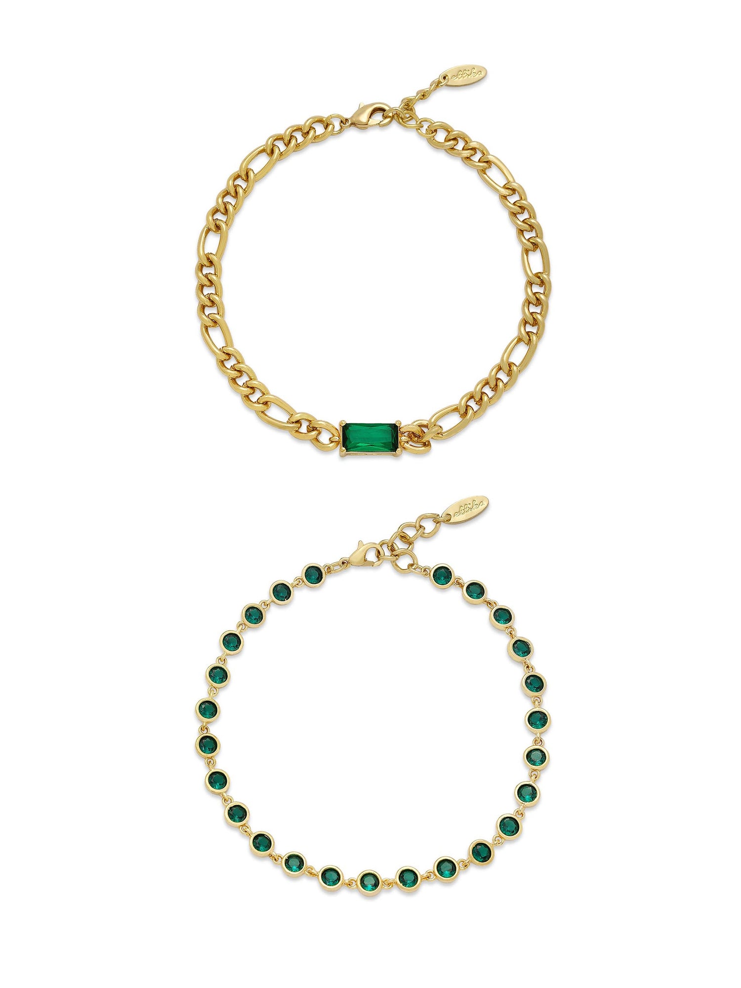 Bejeweled Emerald Anklet Set by Ettika