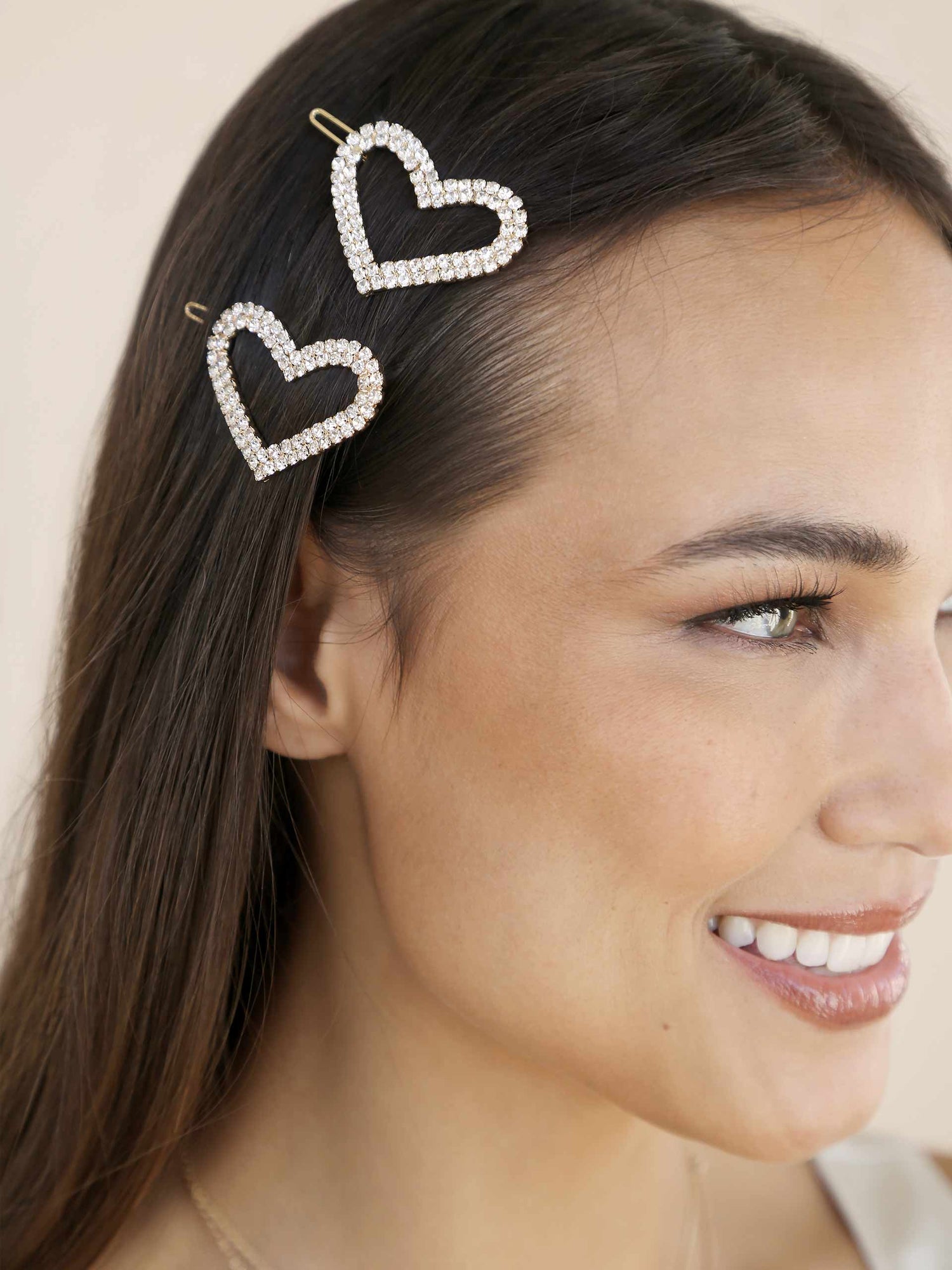 Aphrodite Heart Crystal Barrette Set