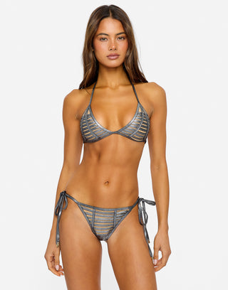 HARD SUMMER TIE SIDE SKIMPY BOTTOM - GUNMETAL