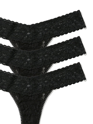 3 Pack Signature Lace® Low Rise Thongs Black