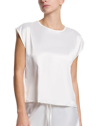 Satin Sleep Cap Sleeve Tee Light Ivory