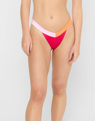 Naomi Micro Tango Brazilian Bikini Bottom in Sunset Hibiscus - Front View