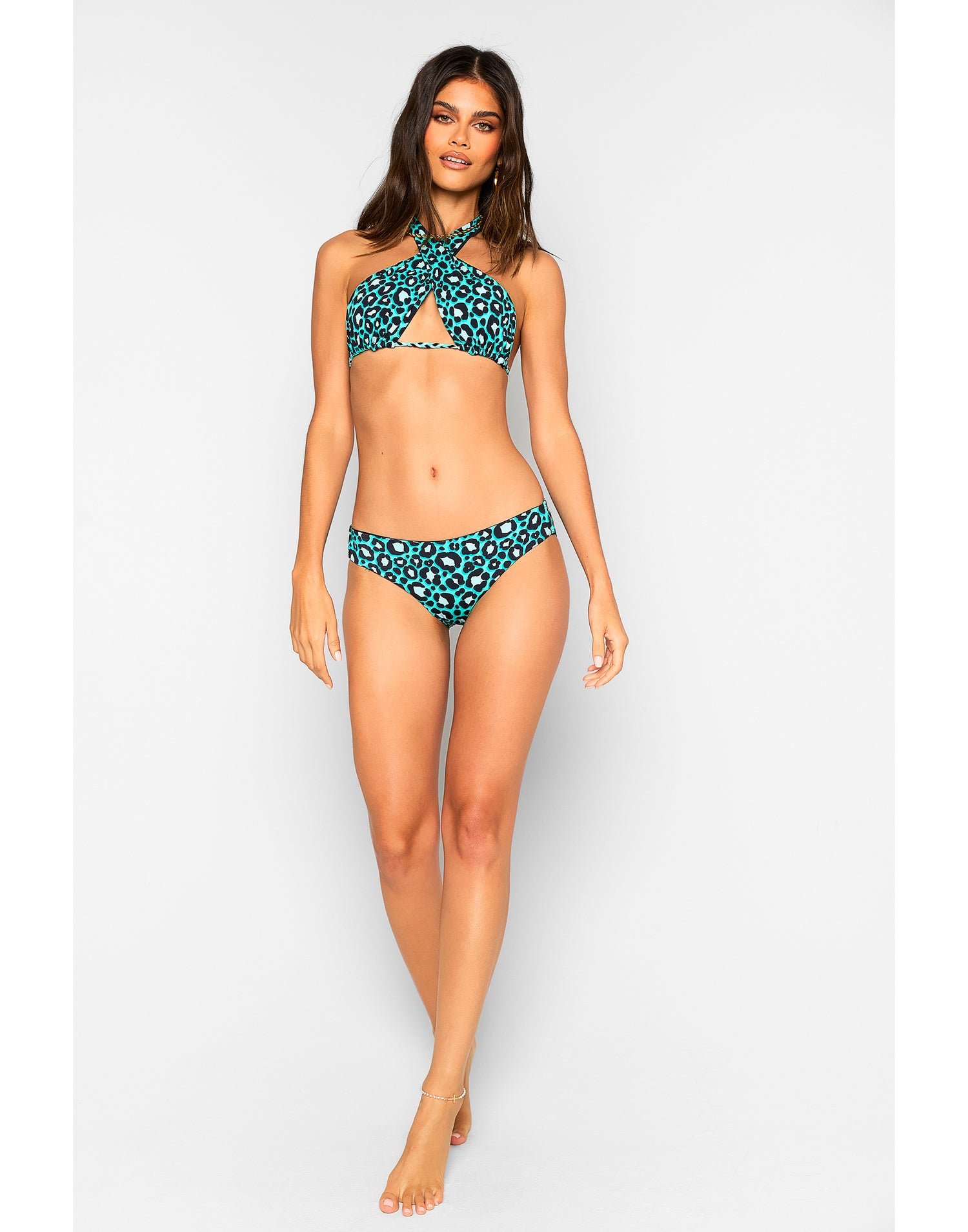 Kate Full Bottom - Teal Leopard