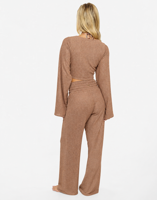 MAEVE LONG SLEEVE TIE TOP - GOLD