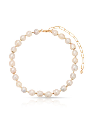 Pearl necklace with gold chain on a white background