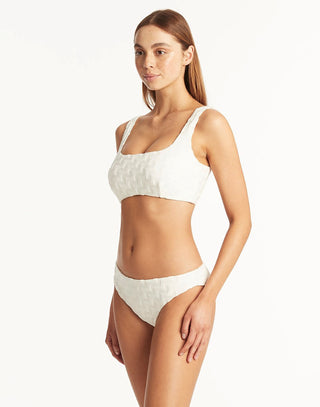 Oceano Low Square Neck Bralette Top by Sea Level in White - Angled View