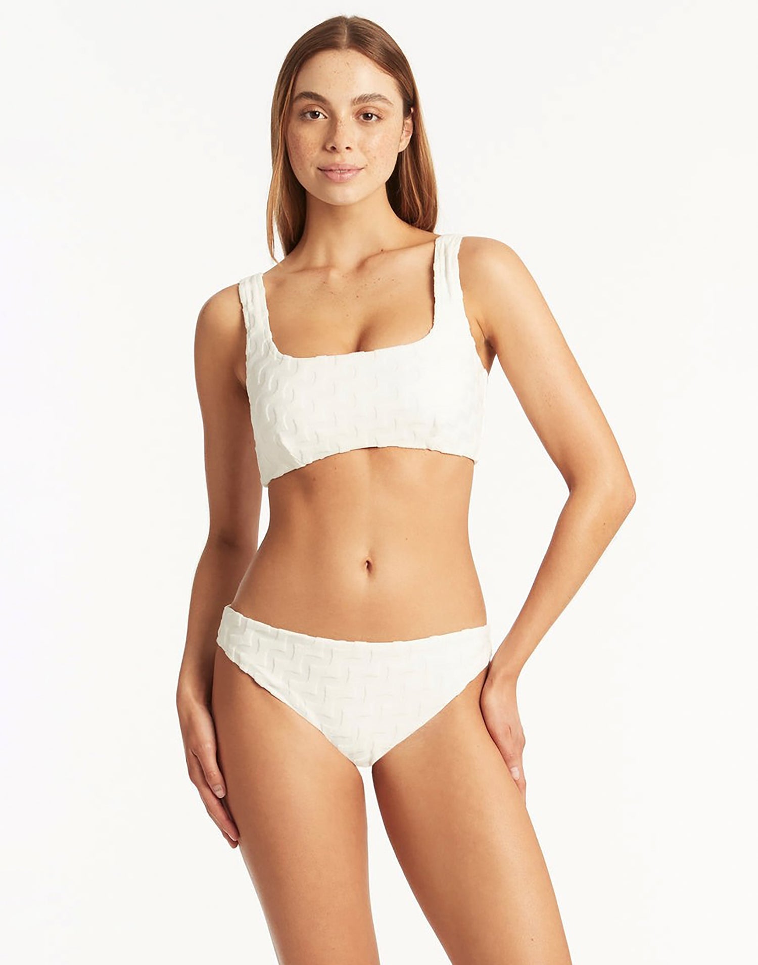 Oceano Low Square Neck Bralette Top by Sea Level in White - Front View