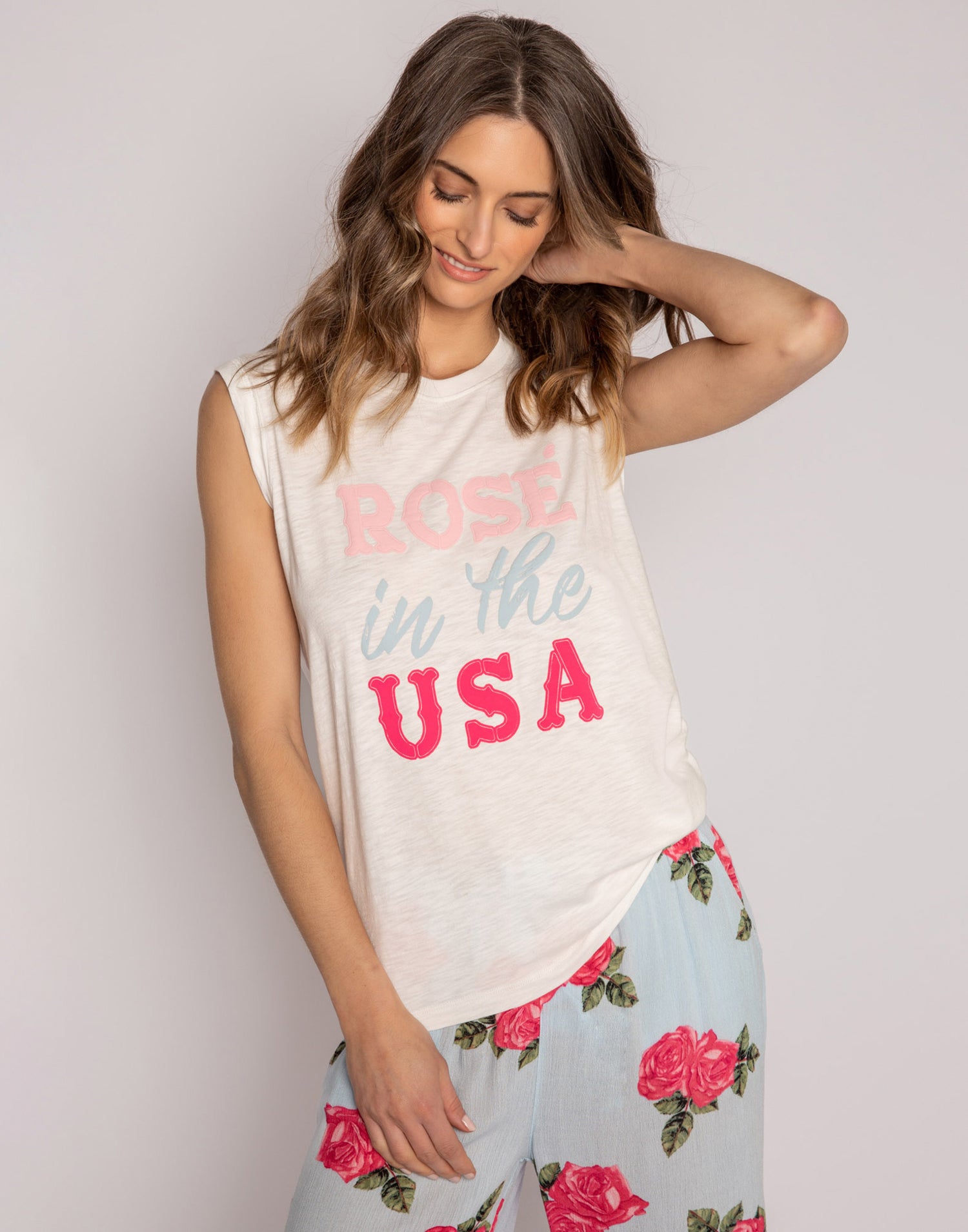 Rose in the USA Tank by P.J. Salvage in Ivory - Front View