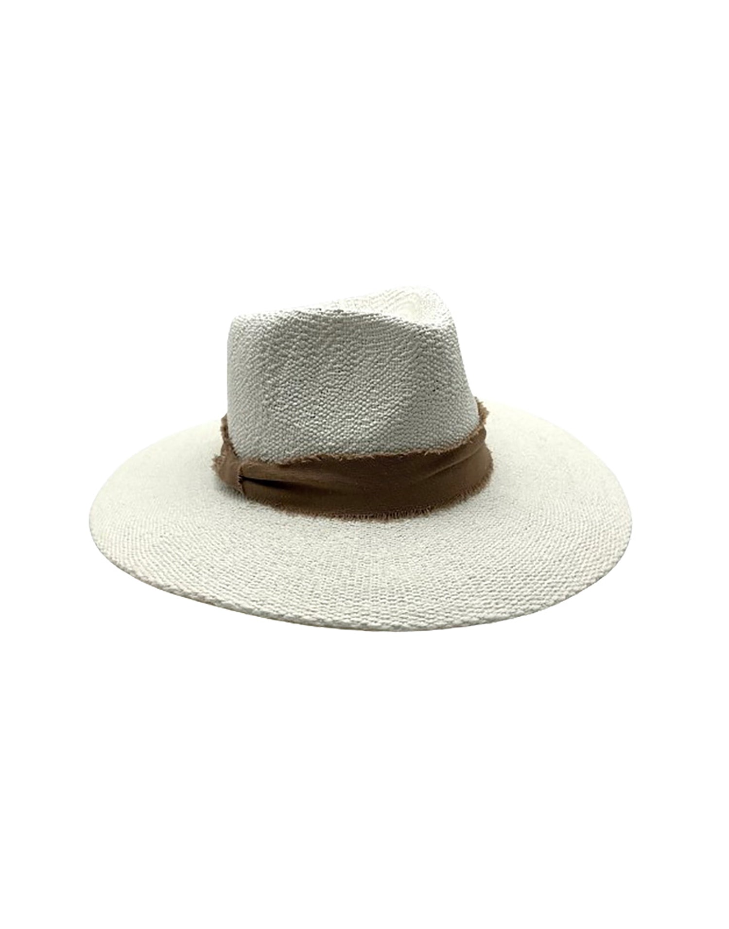 Shayna Hat by Nikki Beach in White/Taupe - Front View