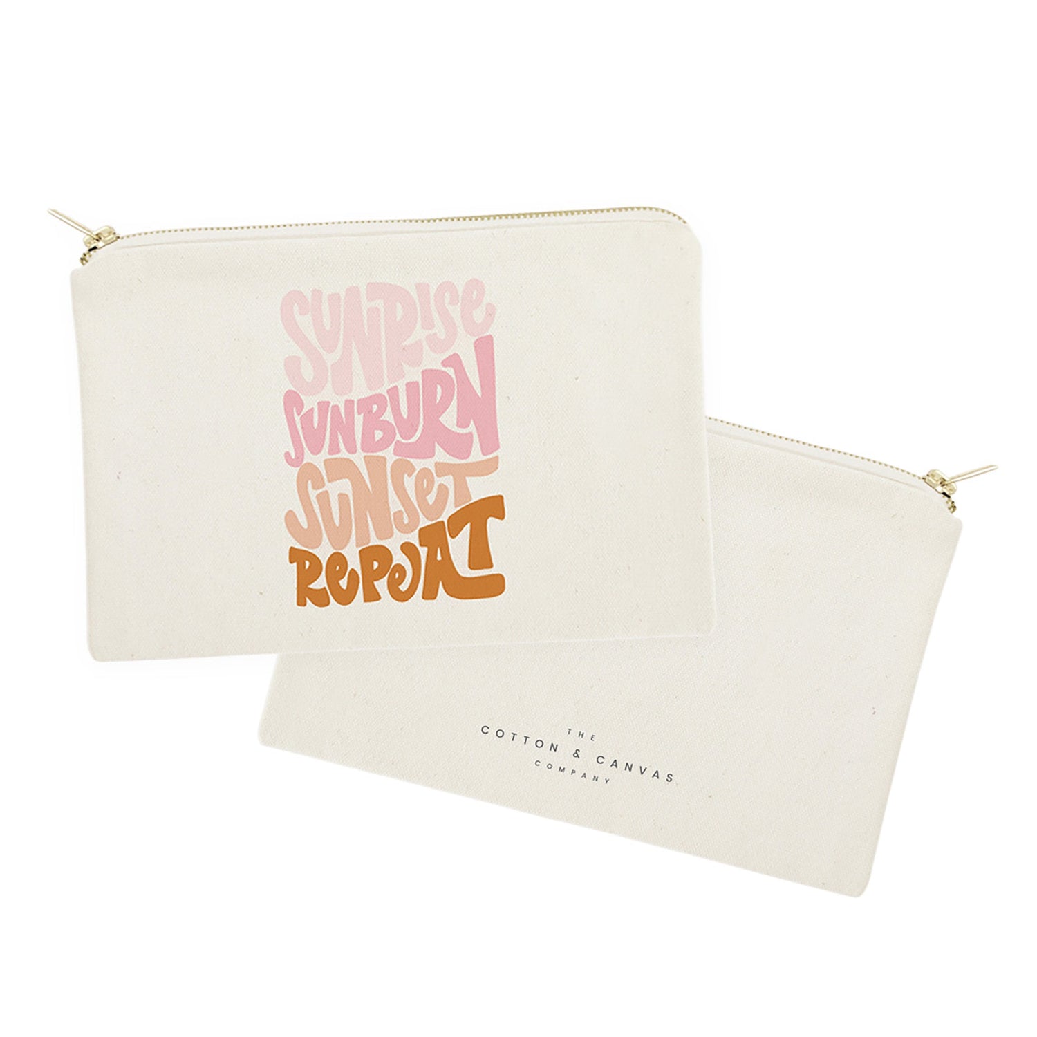 Sunrise Sunburn Sunset Repeat Cotton Canvas Cosmetic Bag