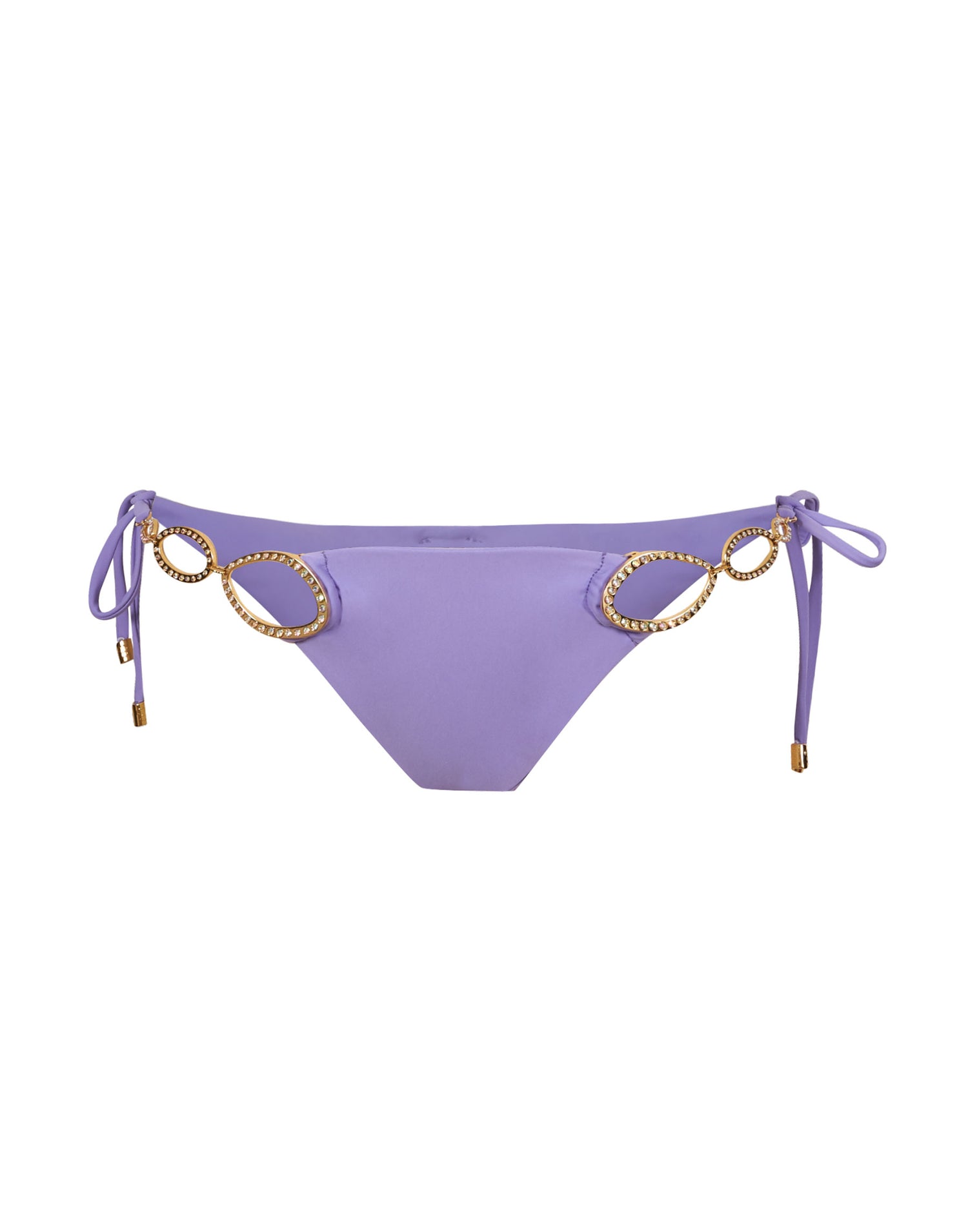 Kinsley Tie Side Bikini Bottom in Lilac with Gold Hardware - product view