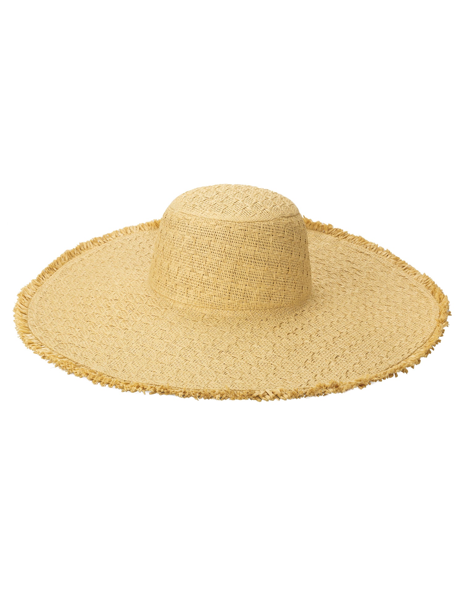 Cut & Sew Textured Weave Floppy Hat with Frayed Edge in Natural by San Diego Hat Company - Product View