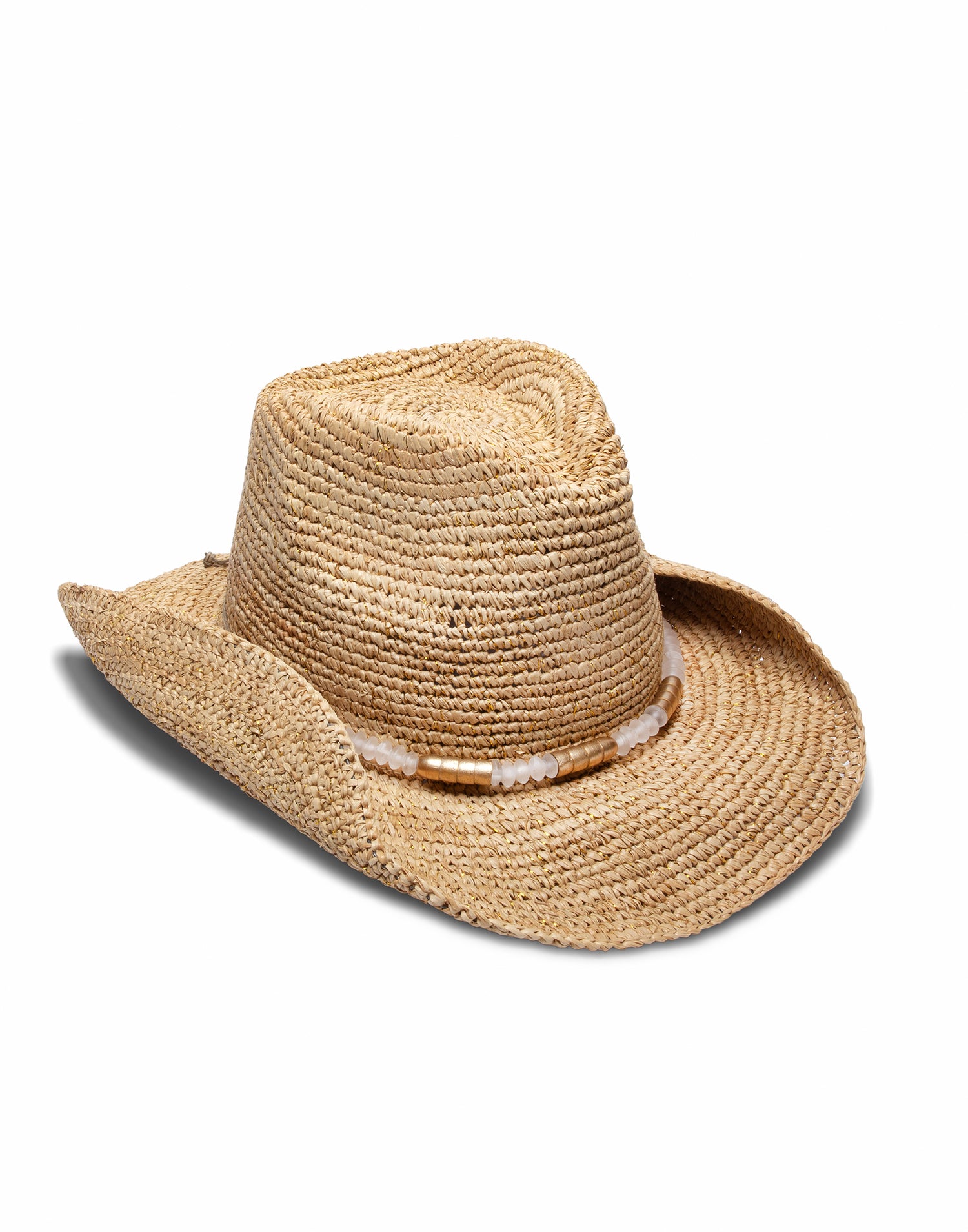 Chrysta Cowboy Hat in Natural/Gold from Nikki Beach - Product View