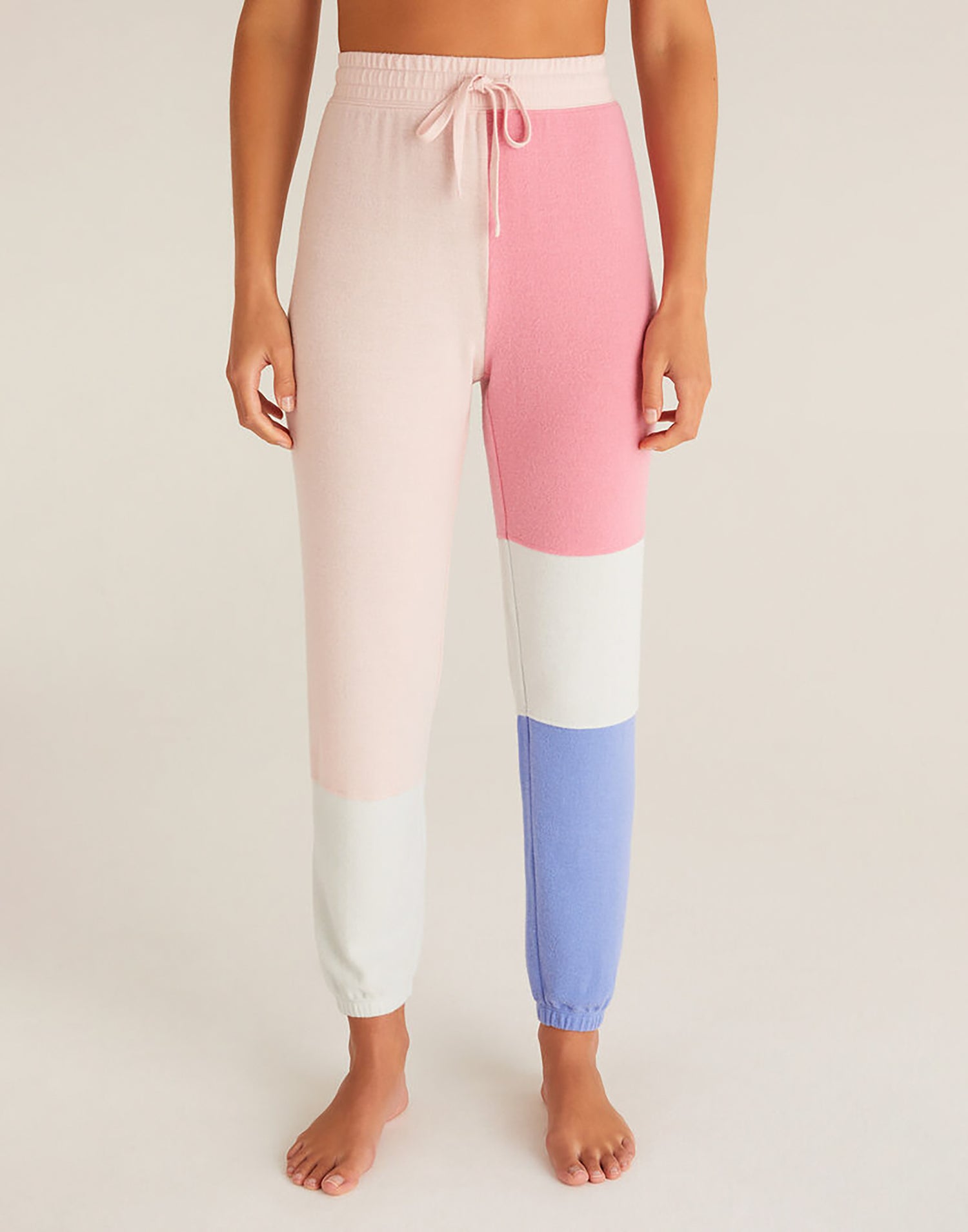 Color Block Jogger by Z Supply in Shell Pink - Front View