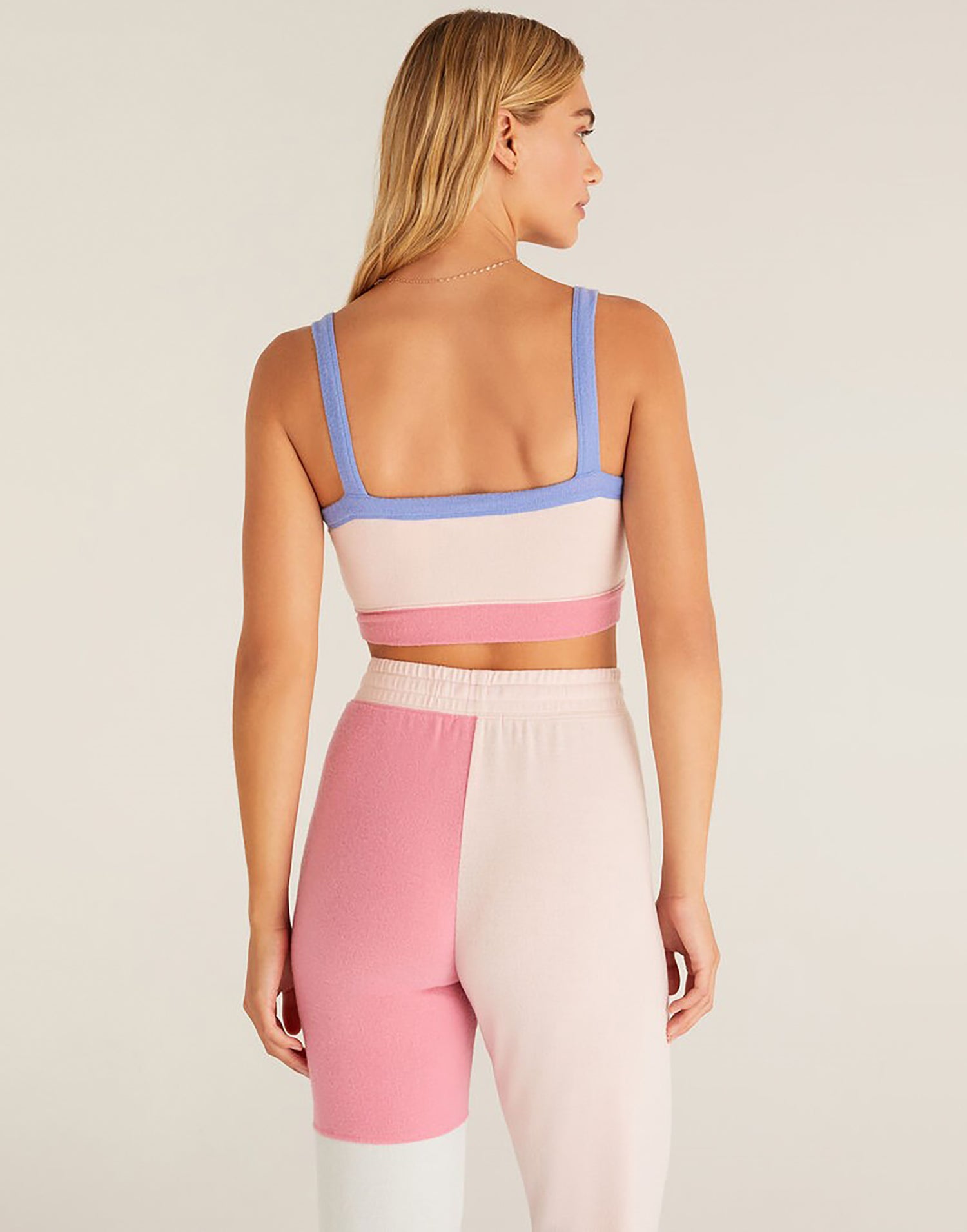 Color Block Scoop Bra by Z Supply in Shell Pink - Back View