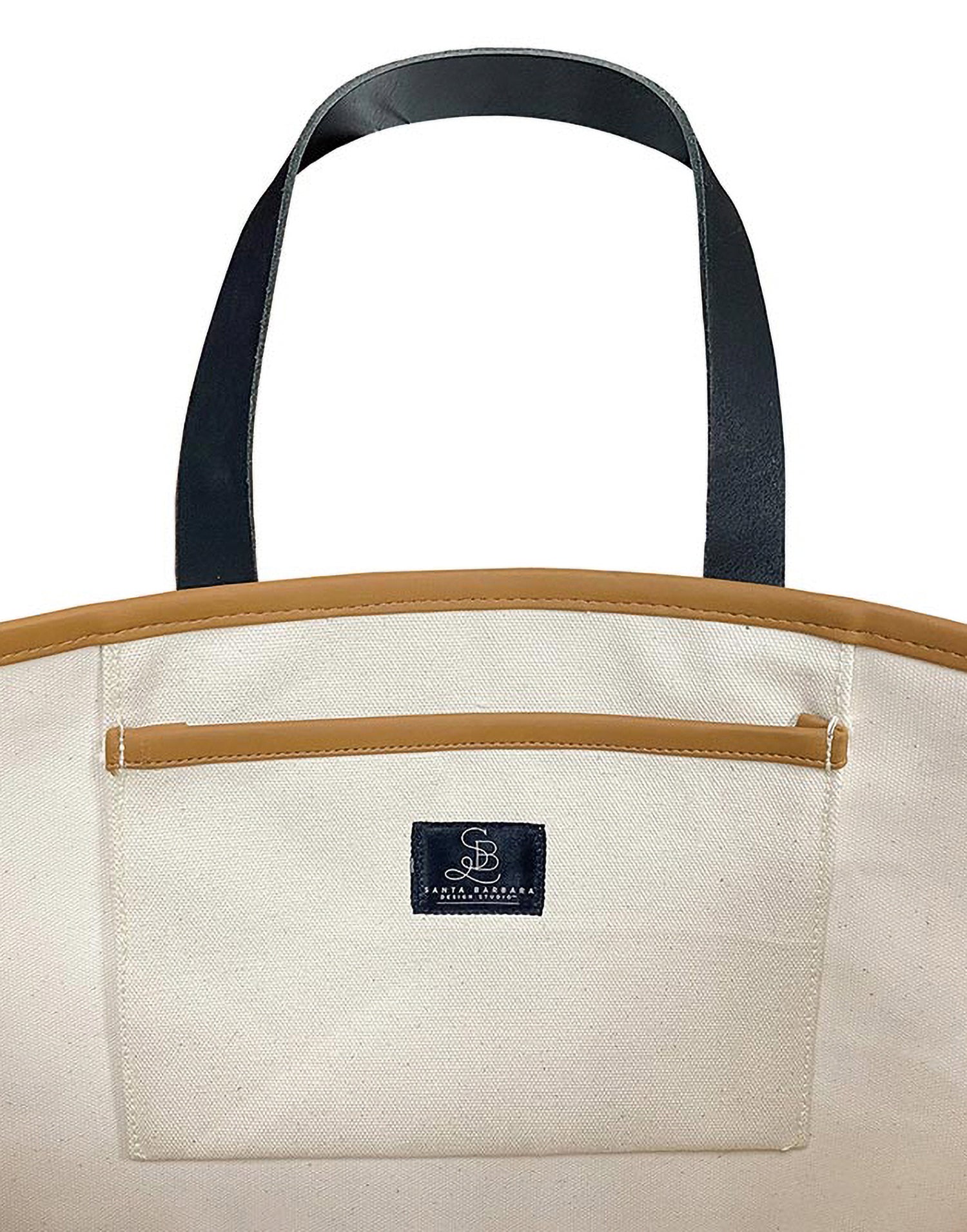 Santa Barbara Design Studio's Sun Kissed Tote in Canvas with Genuine Leather Handles - Detail Product View