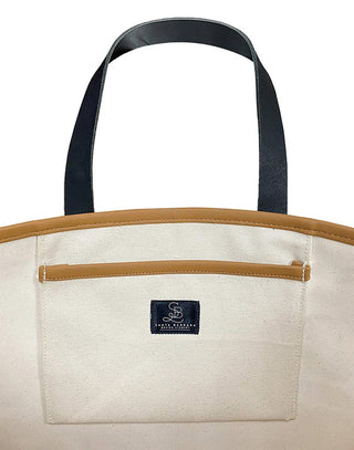 Santa Barbara Design Studio's Sun Kissed Tote in Canvas with Genuine Leather Handles - Detail Product View