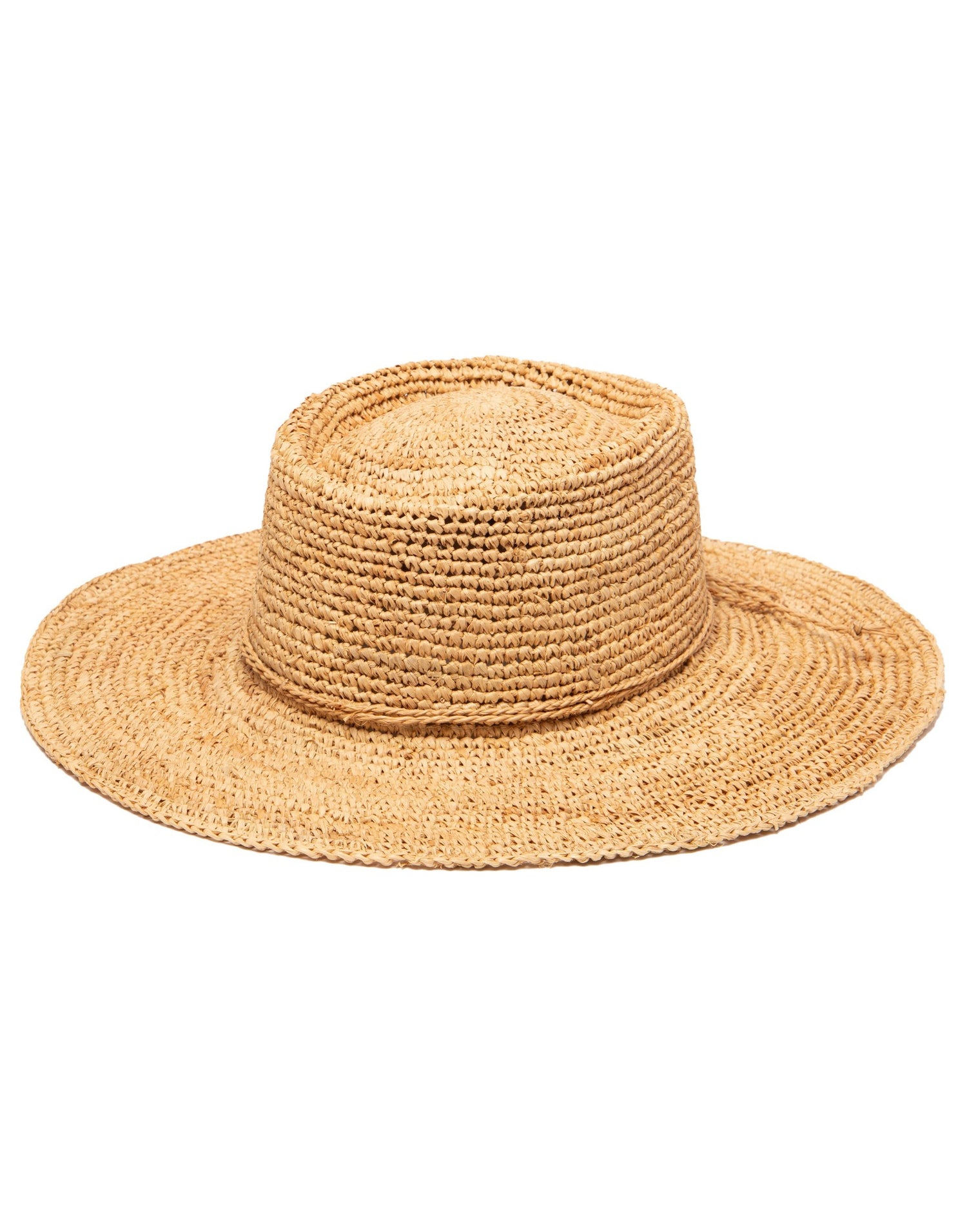 Oval Crown Raffia Hat by San Diego Hat Company in Natural - Angled View