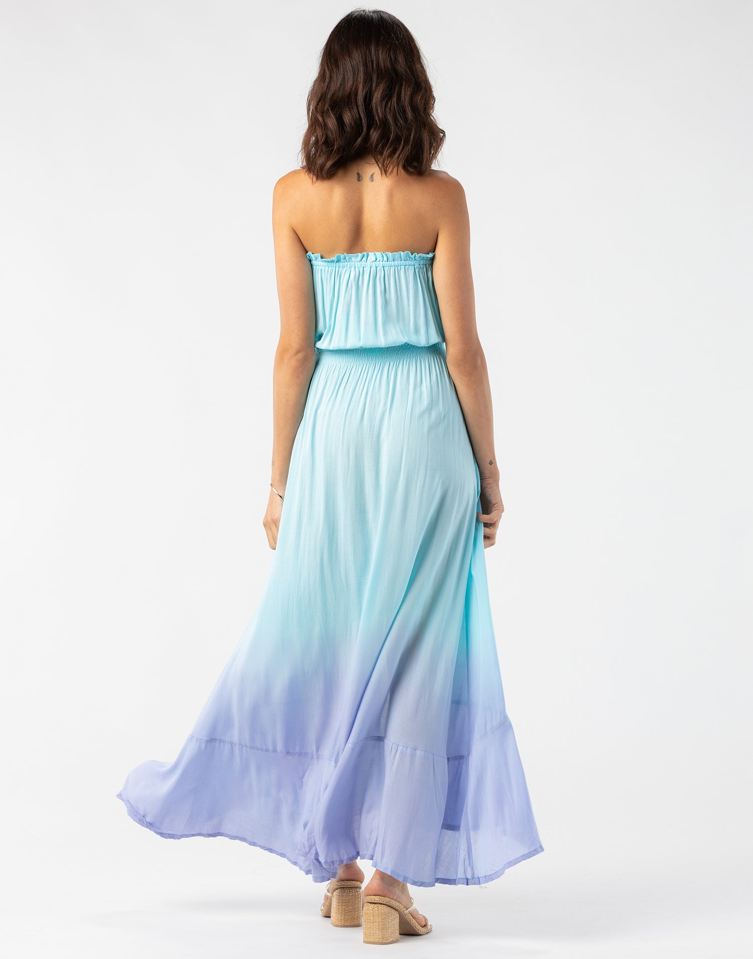 Ryden Maxi Dress by Tiare Hawaii in Aqua Lavender Ombre - Back View