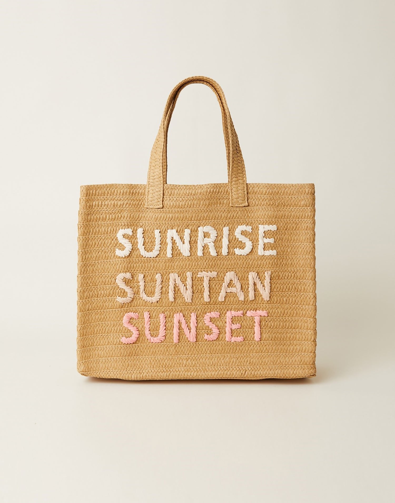 Sunrise, Suntan, Sunset Tote by BTB Los Angeles in Sand Coral Rainbow - Front View