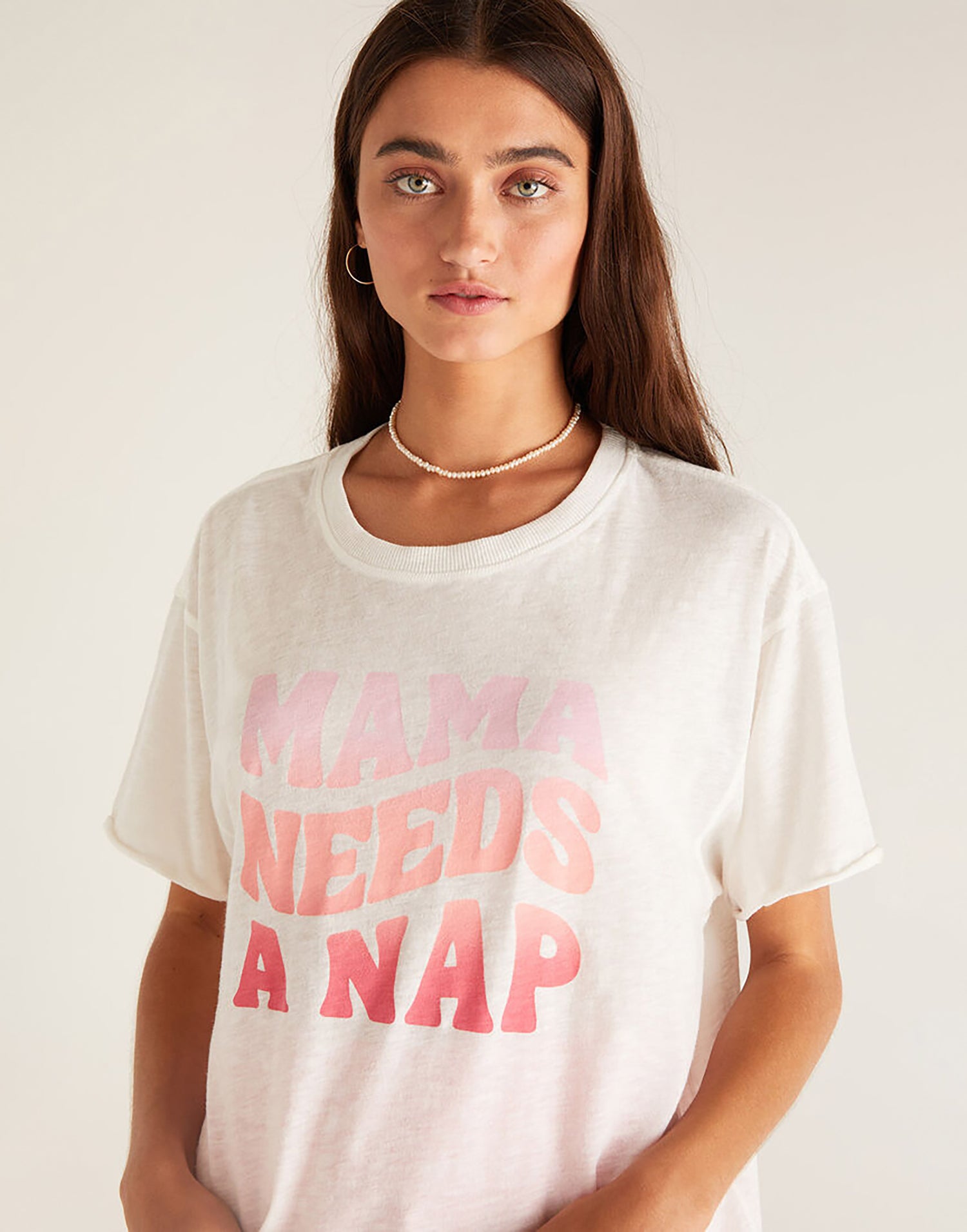 Boyfriend Mama Tee by Z Supply in White Shell - Front Detail View