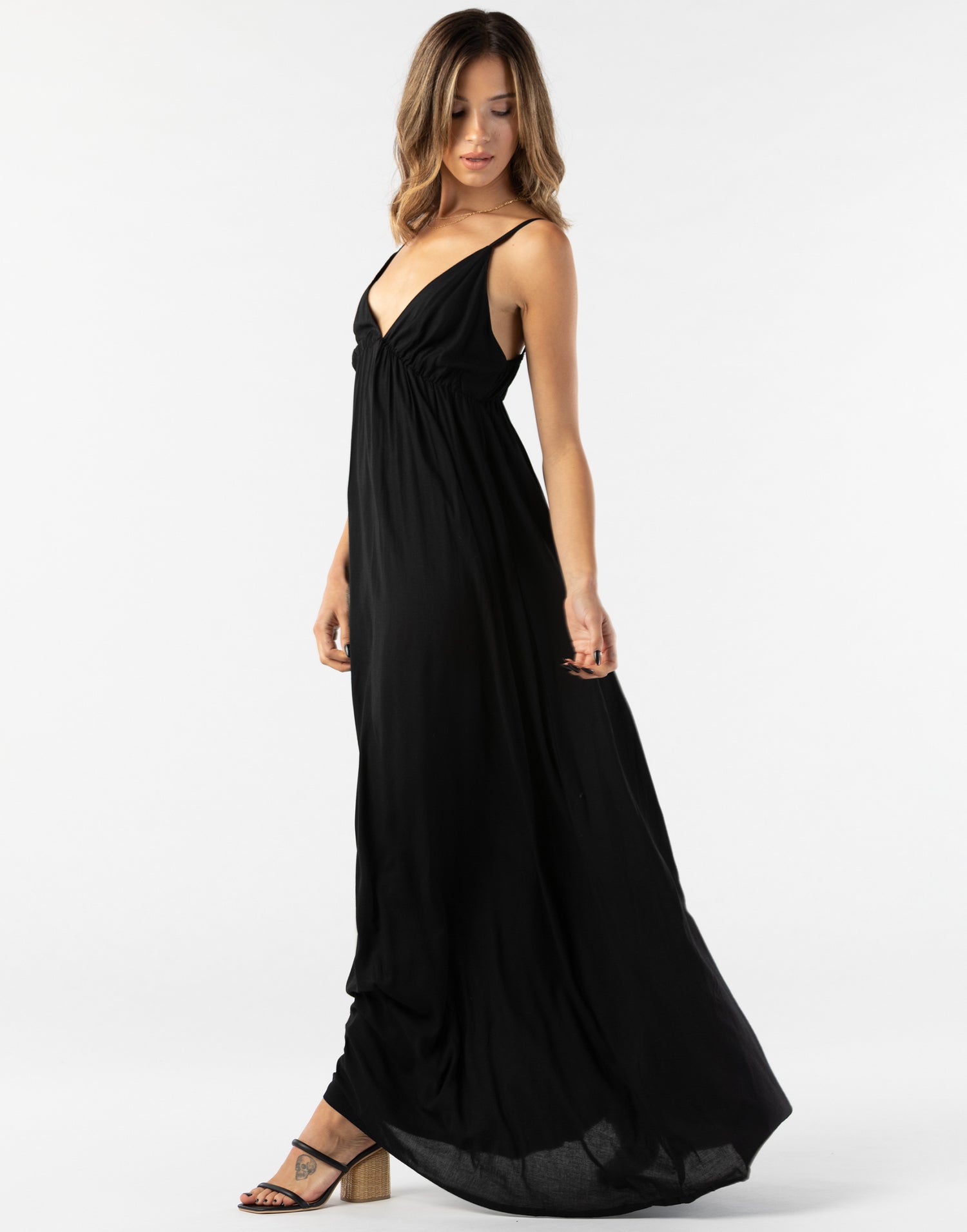 Gracie Maxi Dress by Tiare Hawaii in Black - Angled View