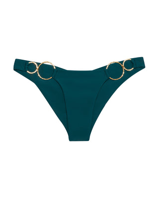 Nadia Skimpy Bikini Bottom in Teal with Gold Hardware - product view 